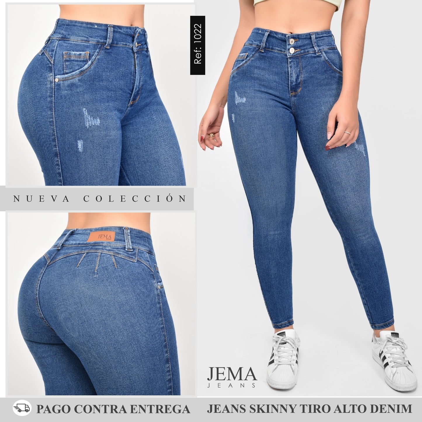 2. Jeans Skinny Tiro Alto Ref 1022