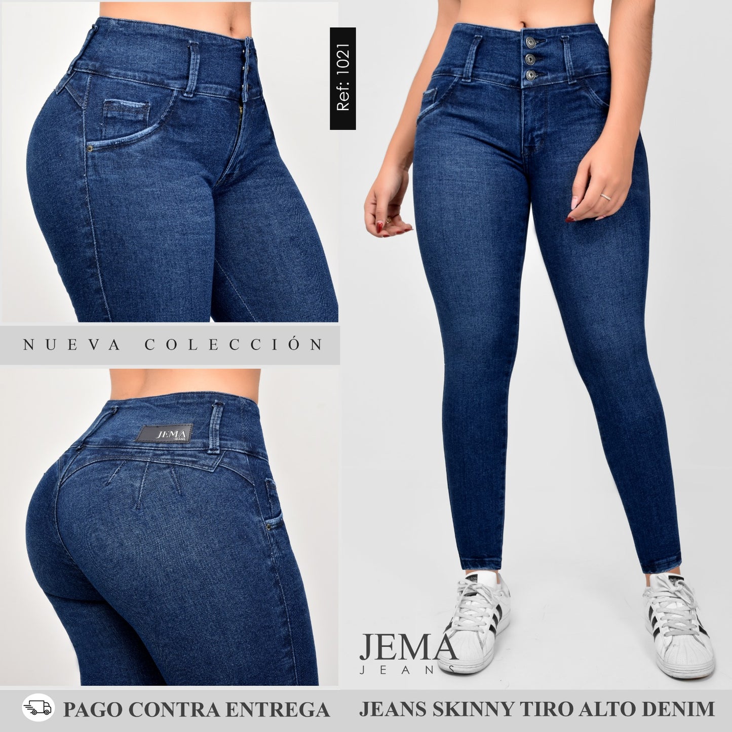 Jeans Skinny Tiro Alto Ref 1021
