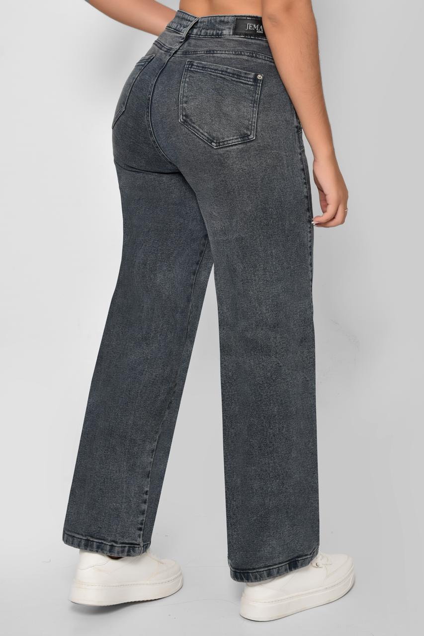 Jeans Straight Denim Tiro Alto Ref 5015
