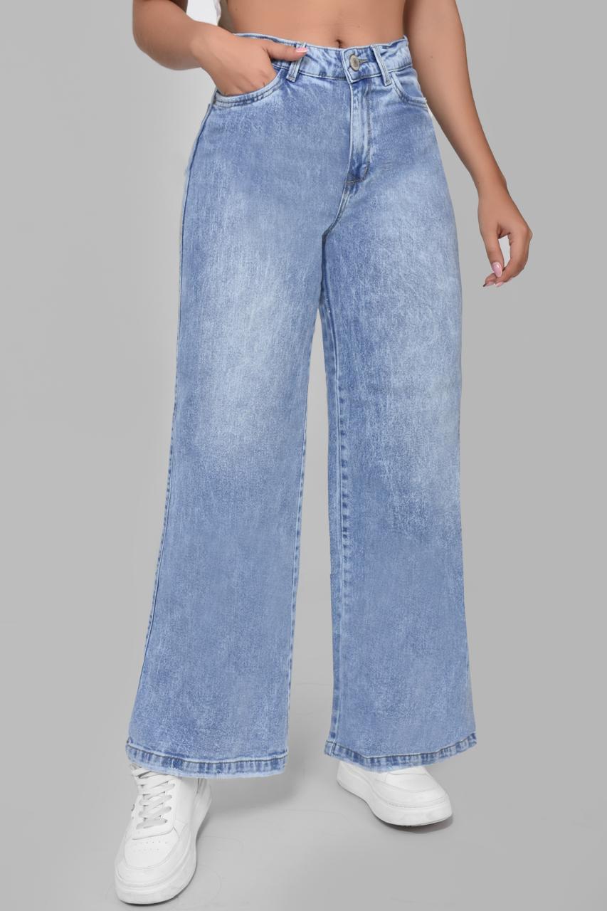 Jeans WID LEG Denim Tiro Alto Ref 5021