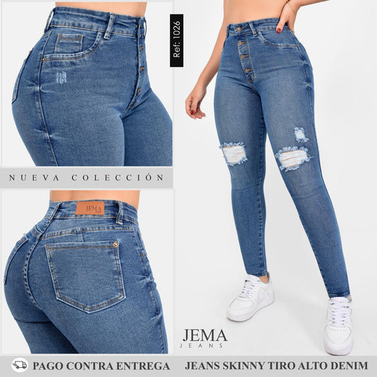 1. Jeans Skinny Tiro Alto Ref 1026