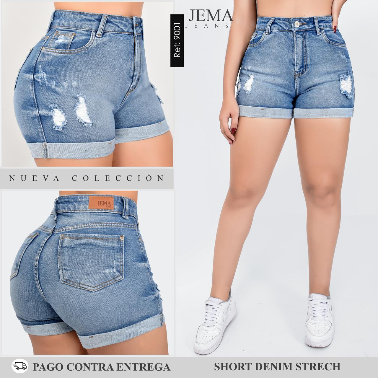 1. Short Denim Tiro Alto Ref 9001