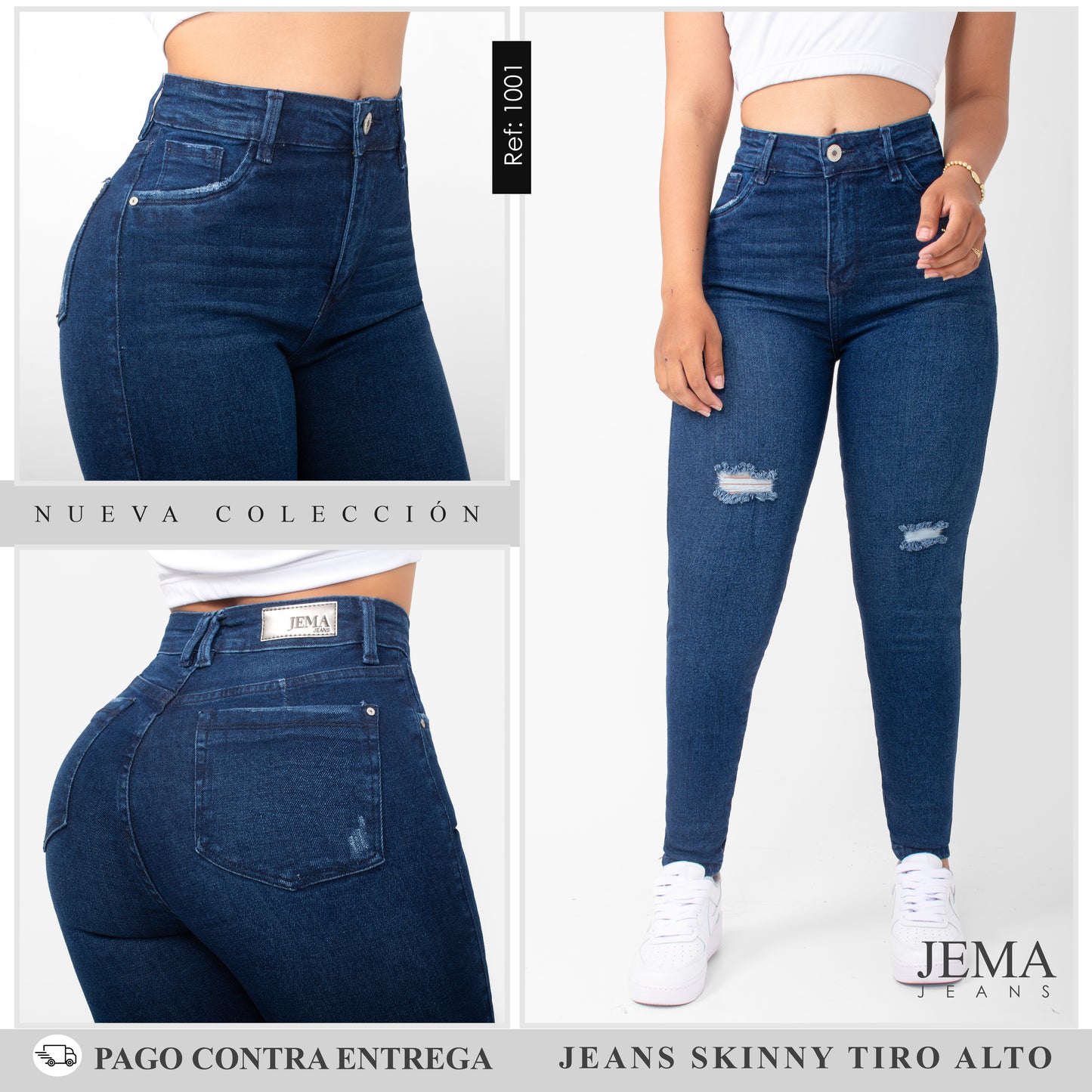 Jeans Skinny Tiro Alto Ref 1001