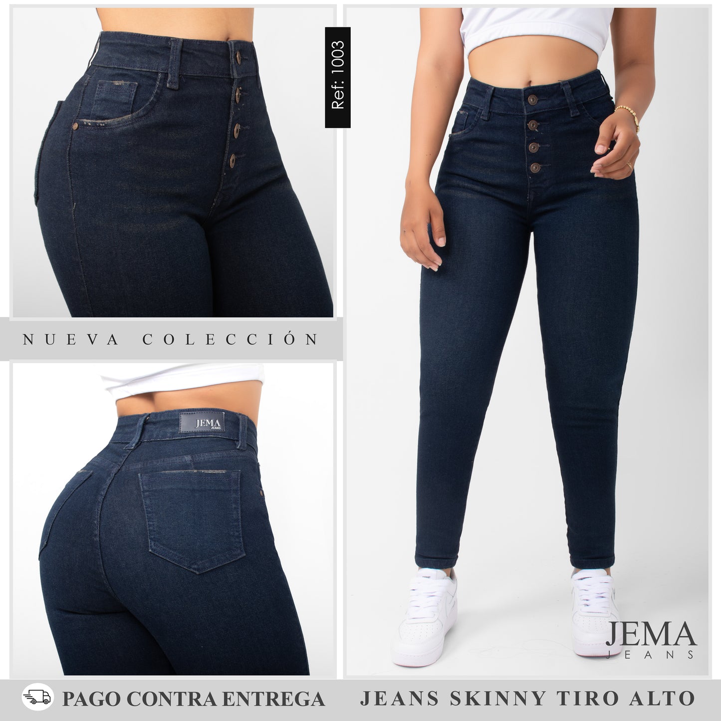 Jeans Skinny Tiro Alto Ref 1003