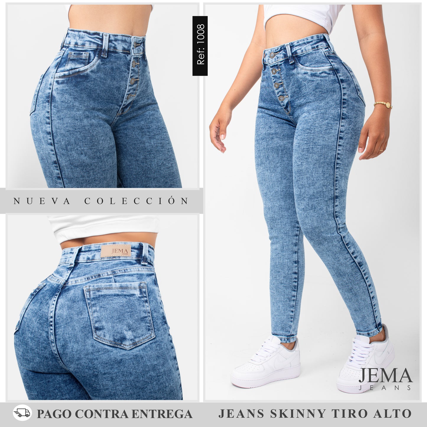 Jeans Skinny Tiro Alto Ref 1008