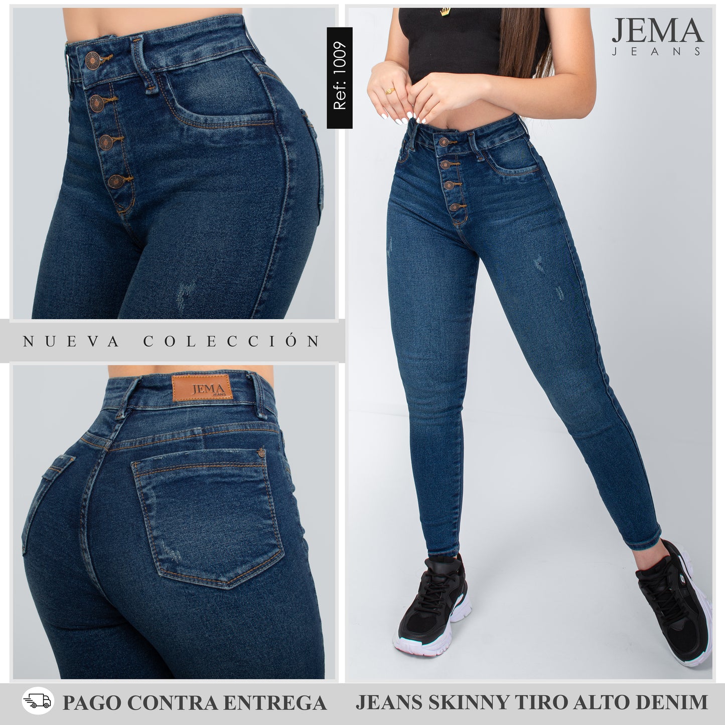 Jeans Skinny Tiro Alto Ref 1009