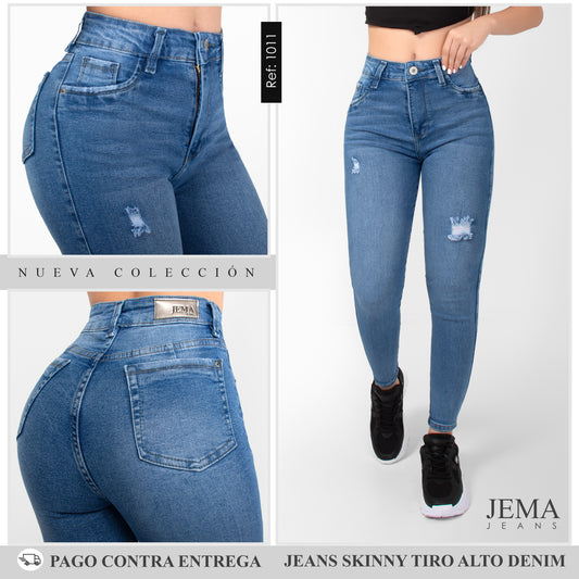 Jeans Skinny Tiro Alto Ref 1011