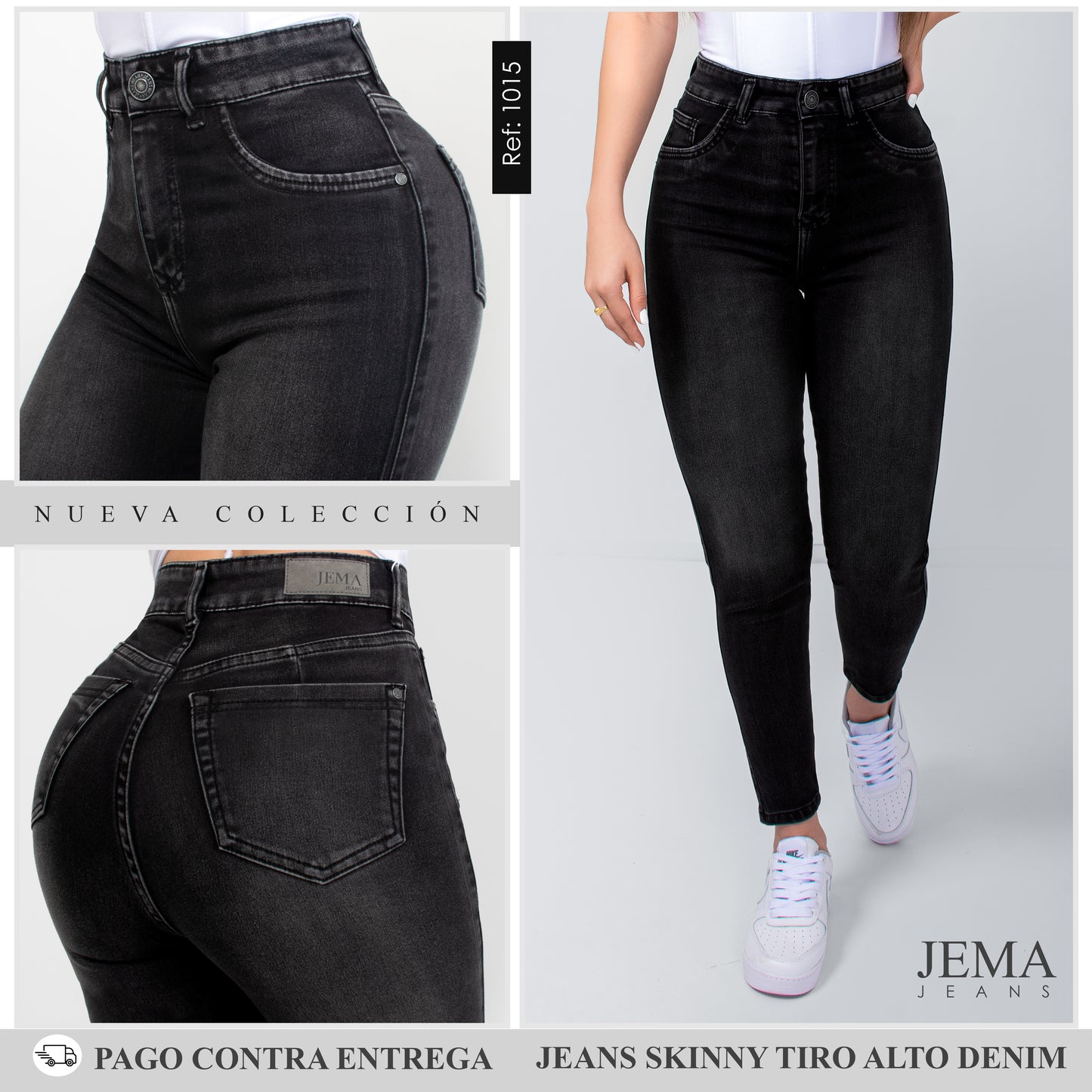 Jeans Skinny Tiro Alto Ref 1015