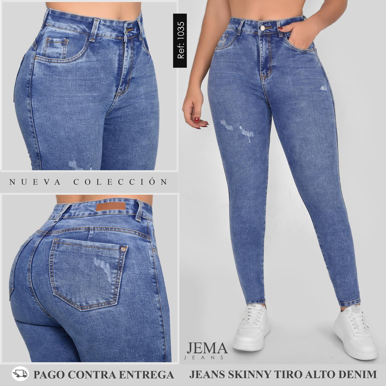 1. Jeans Skinny Tiro Alto Ref 1035