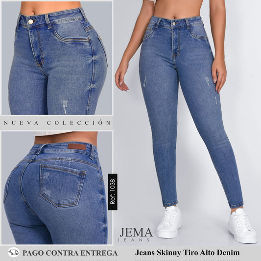1. Jeans Skinny Tiro Alto Ref 1038