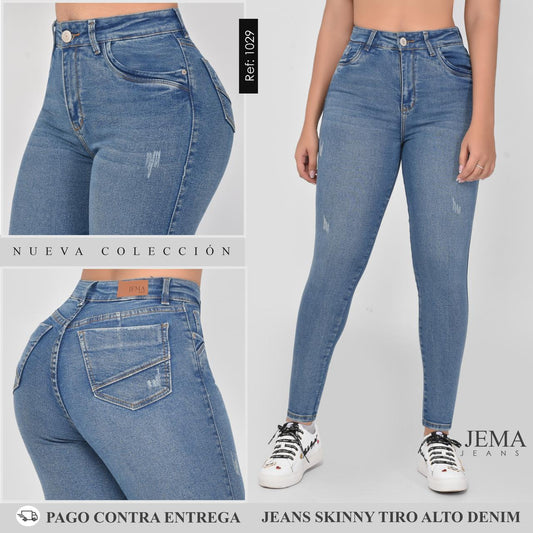 1. Jeans Skinny Tiro Alto Ref 1029