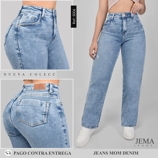 Jeans  Straight Denim Tiro Alto Ref 5006