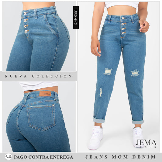 Jeans Mom Tiro Alto Ref 5001