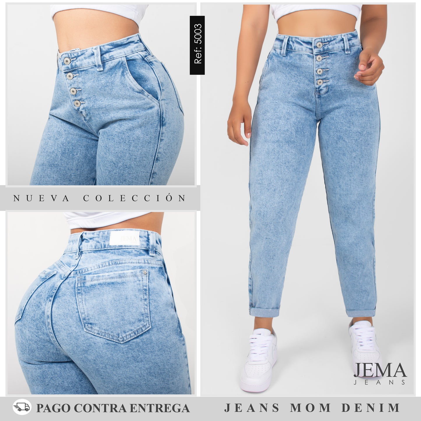 Jeans Mom Tiro Alto Ref 5003