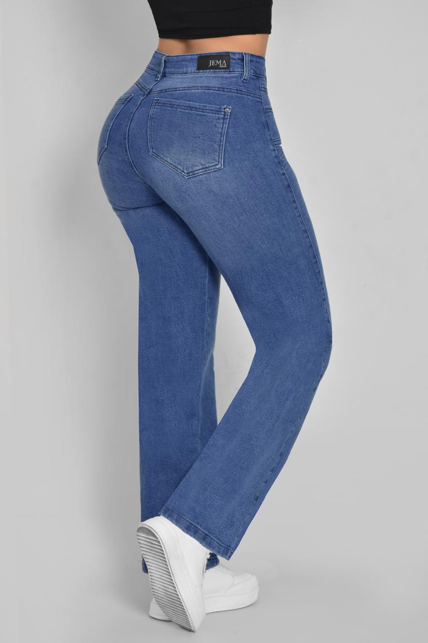 Jeans  Straight Denim Tiro Alto Ref 5013