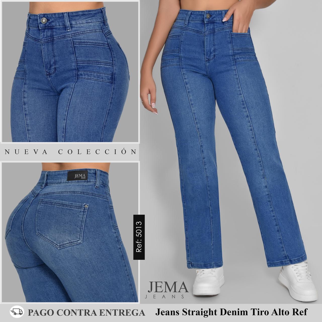 Jeans  Straight Denim Tiro Alto Ref 5013
