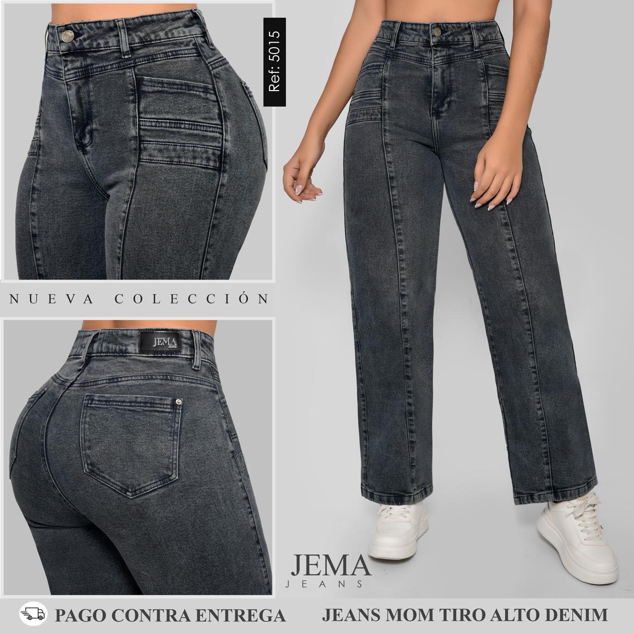 Jeans  Straight Denim Tiro Alto Ref 5015