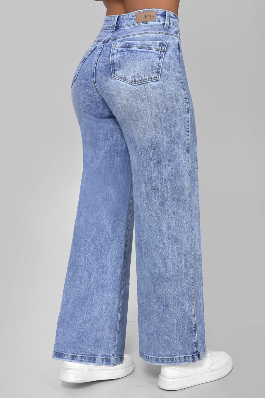 Jeans WID LEG Denim Tiro Alto Ref 5021