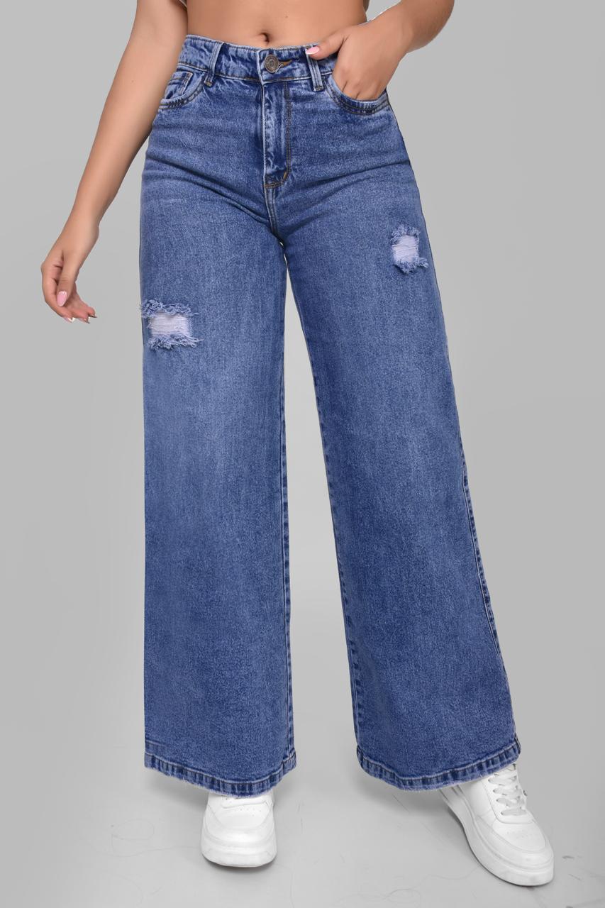 Jeans WID LEG Denim Tiro Alto Ref 5022