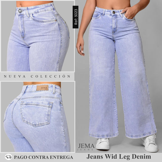 Jeans WID LEG Denim Tiro Alto Ref 5023