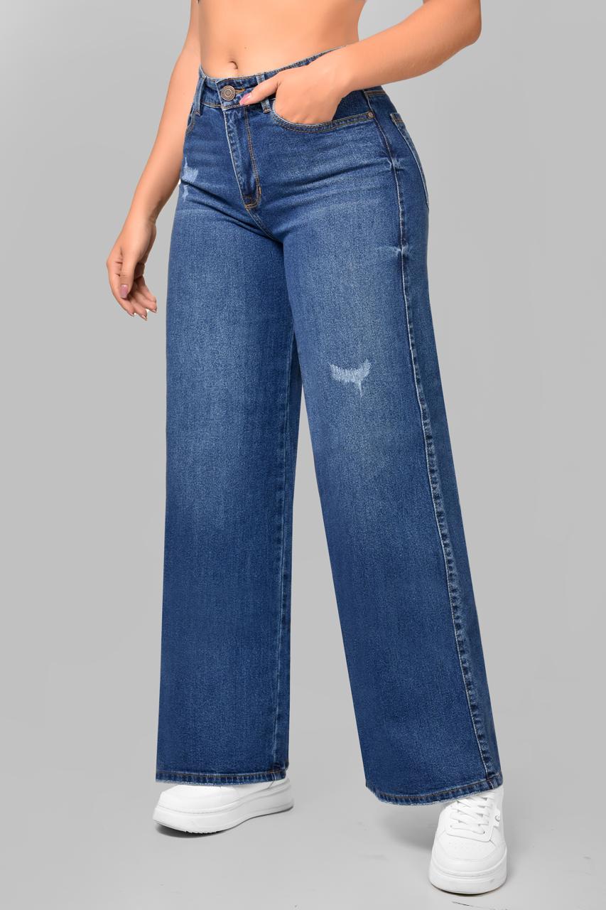 Jeans WID LEG Denim Tiro Alto Ref 5024