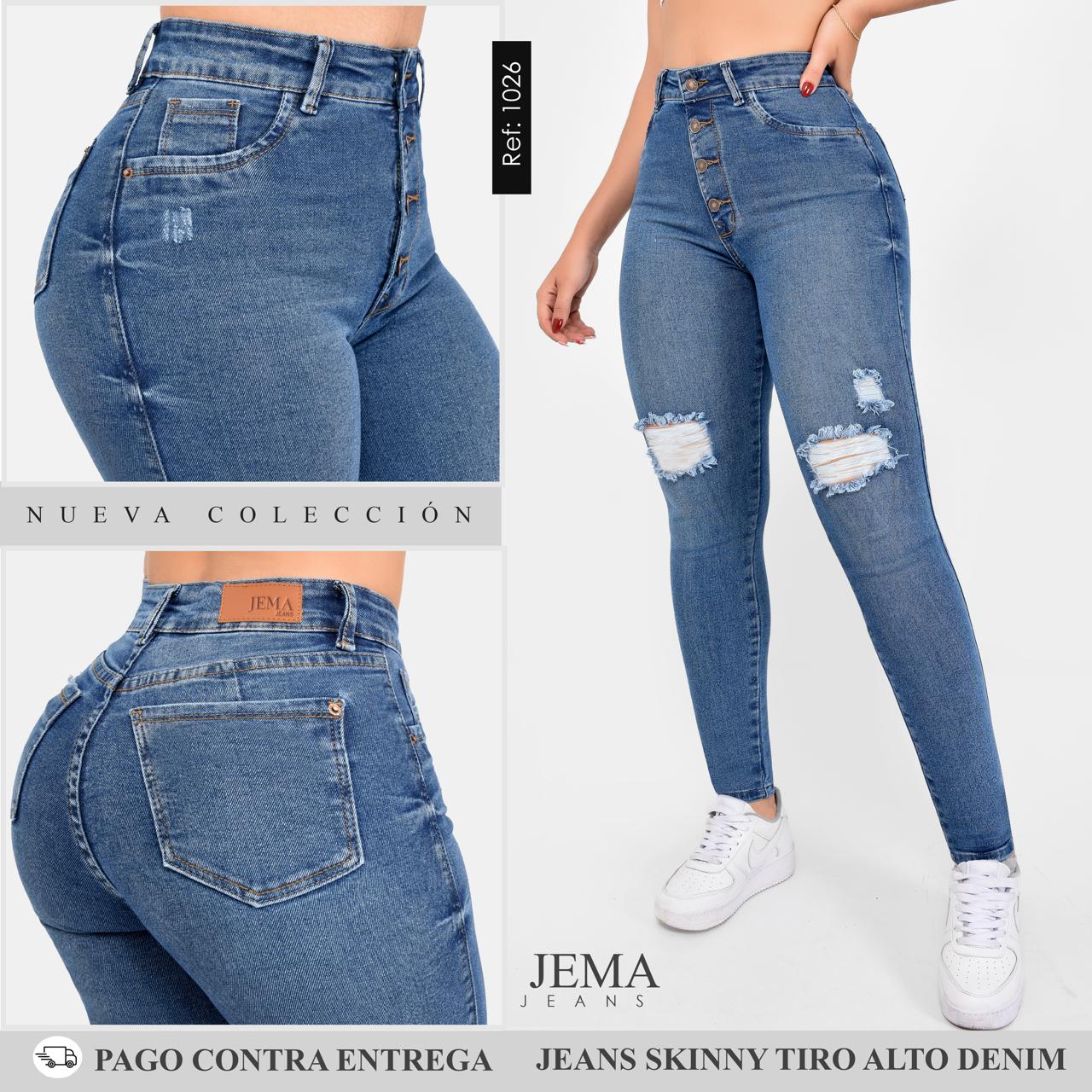 1. Jeans Skinny Tiro Alto Ref 1026